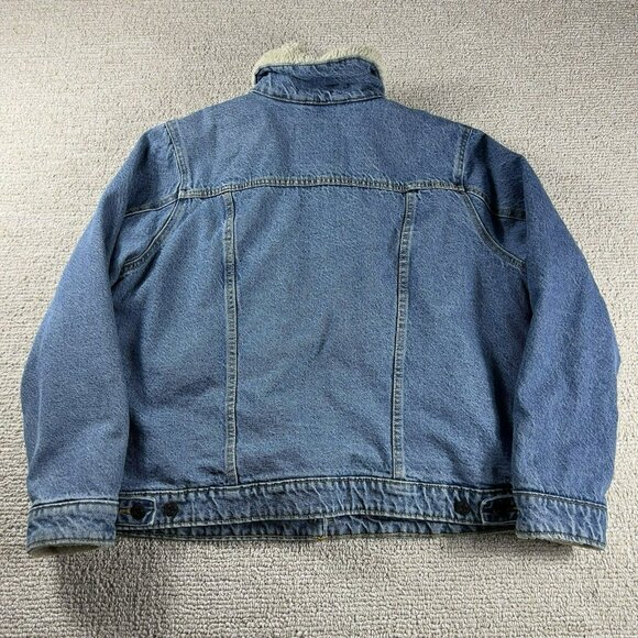 Levi's Sherpa Collar Denim Trucker Jacket Blue Women's Size 1X - Picture 8 of 8